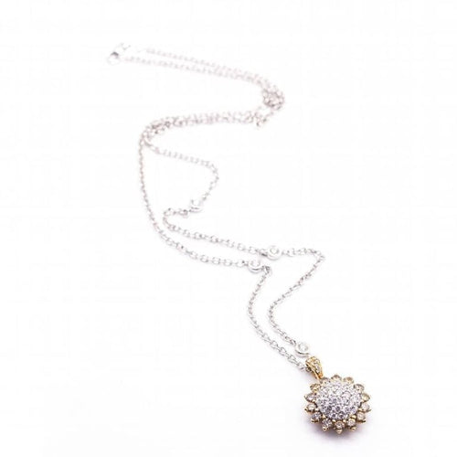 Collier Collier fleur de tournesol en or rose et or blanc 18 carats et diamants 58 Facettes D360911FV