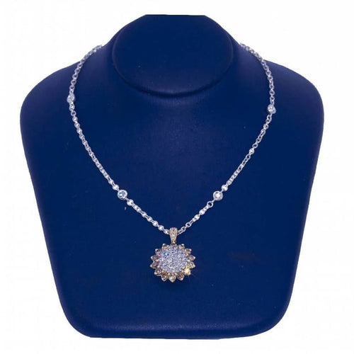 Collier Collier fleur de tournesol en or rose et or blanc 18 carats et diamants 58 Facettes D360911FV