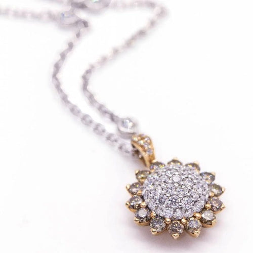 Collier Collier fleur de tournesol en or rose et or blanc 18 carats et diamants 58 Facettes D360911FV