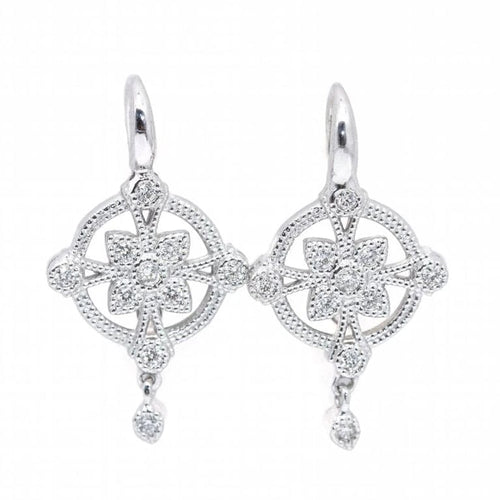 Boucles d'oreilles ALT - Boucles d'oreilles vintage en or blanc 18 carats et diamants 58 Facettes D361158SP