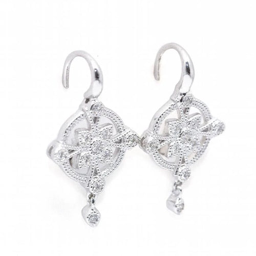 Boucles d'oreilles ALT - Boucles d'oreilles vintage en or blanc 18 carats et diamants 58 Facettes D361158SP