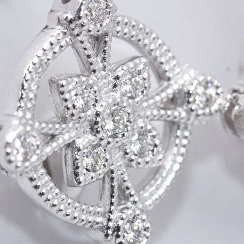 Boucles d'oreilles ALT - Boucles d'oreilles vintage en or blanc 18 carats et diamants 58 Facettes D361158SP