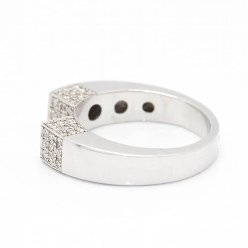 Bague 55 Bague pavée carrée en or blanc 18 ct et diamants 58 Facettes D360525FJ