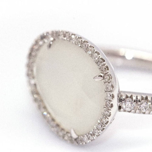 Bague 54 MIMI MILANO MIMI LUNA - Bague en or blanc 18 carats, diamants et pierre de lune 58 Facettes D361615UZ