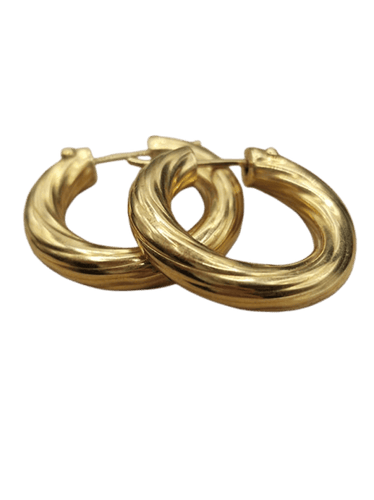 Boucles d'oreilles Boucles d’oreilles créoles vintage en or jaune 18 ct (années 1980) 58 Facettes CV-009