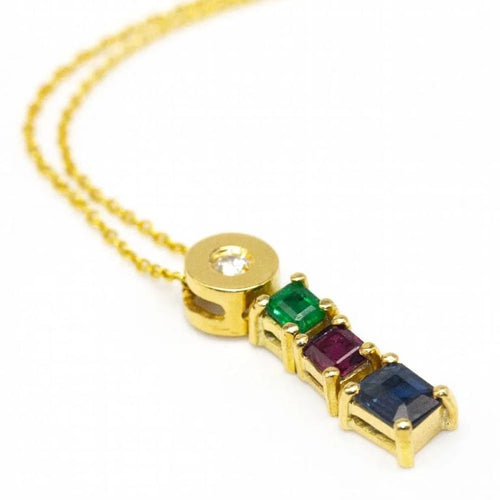 Collier Collier - Pendentif en or jaune 18 carats avec diamant et pierres précieuses 58 Facettes D362786JE