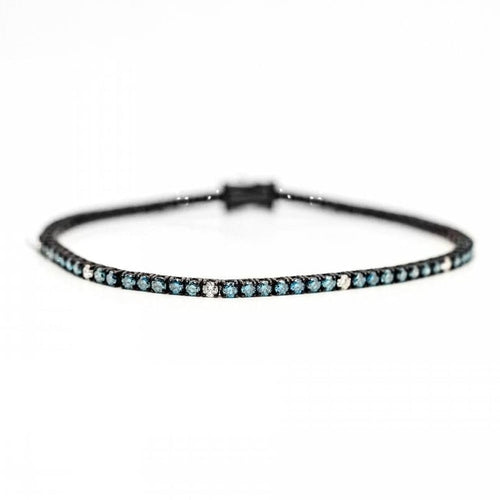 Bracelet Bracelet rivière en or blanc 18 ct et diamants bleus et blancs 58 Facettes D363133CG