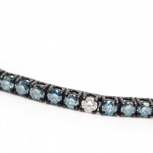 Bracelet Bracelet rivière en or blanc 18 ct et diamants bleus et blancs 58 Facettes D363133CG
