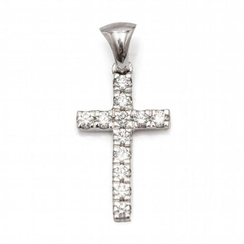 Pendentif Pendentif croix en or blanc 18 carats et diamants 58 Facettes D363254CG