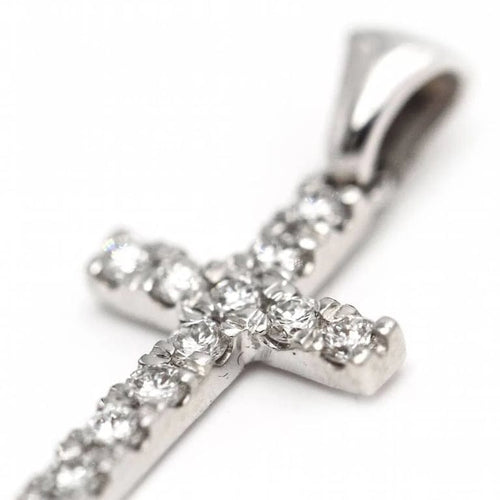 Pendentif Pendentif croix en or blanc 18 carats et diamants 58 Facettes D363254CG