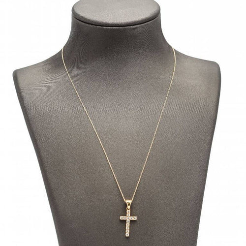 Collier Collier pendentif croix en or jaune 18 carats et diamants 58 Facettes D363121CG