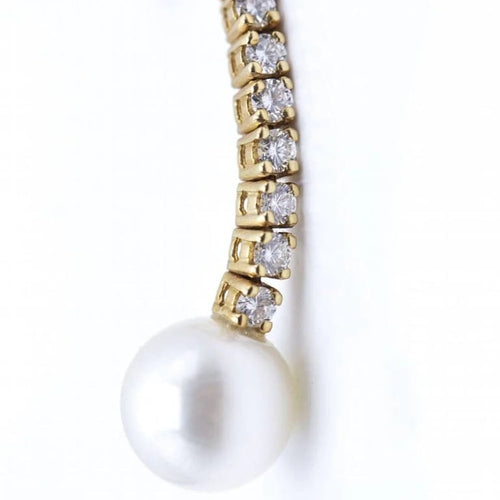 Boucles d'oreilles Boucles d’oreilles longues à perles en or jaune 18 ct et diamants 58 Facettes N102861LF