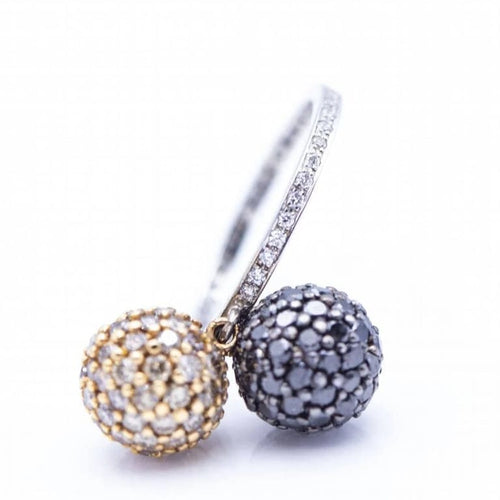 Bague 54 Bague bicolore - Bague en or jaune et blanc 18 ct et diamants 58 Facettes N102876LF