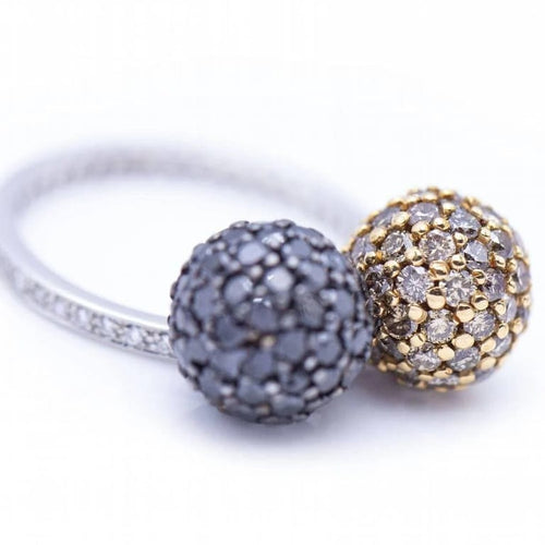 Bague 54 Bague bicolore - Bague en or jaune et blanc 18 ct et diamants 58 Facettes N102876LF