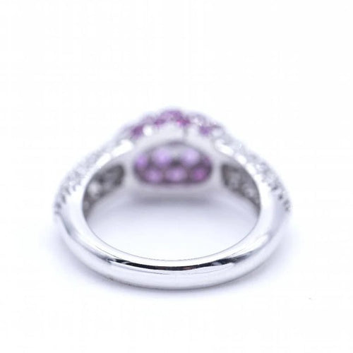Bague 54 Bague femme en or blanc 18 ct avec diamants et saphirs roses 58 Facettes N102881LF