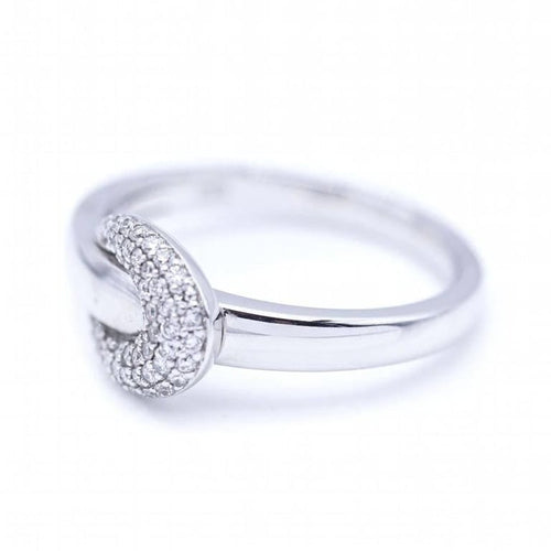 Bague 57 Bague boucle en or blanc 18 ct et diamants 58 Facettes N102885LF