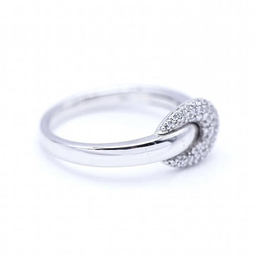 Bague 57 Bague boucle en or blanc 18 ct et diamants 58 Facettes N102885LF