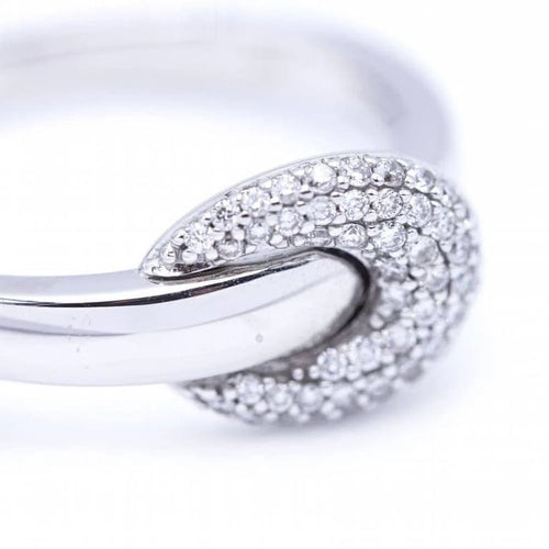 Bague 57 Bague boucle en or blanc 18 ct et diamants 58 Facettes N102885LF