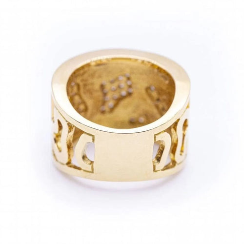 Bague 54 FIREMOON - Bague en or jaune 18 ct, émail et diamants 58 Facettes N102892
