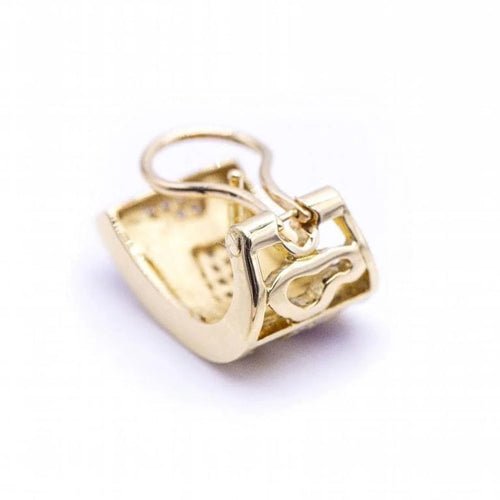 Boucles d'oreilles FIREMOON - Boucles d’oreilles en or jaune 18 ct, émail et diamants 58 Facettes N102897
