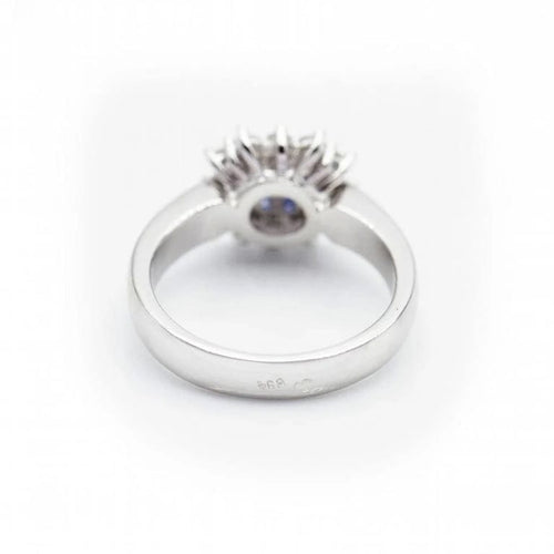 Bague 52 Monaco - Bague en or blanc 18 ct avec diamants et saphirs 58 Facettes N102896