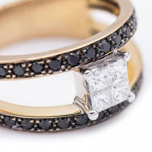 Bague 54 Bague bicolore en or 18 ct et diamants 58 Facettes N102903