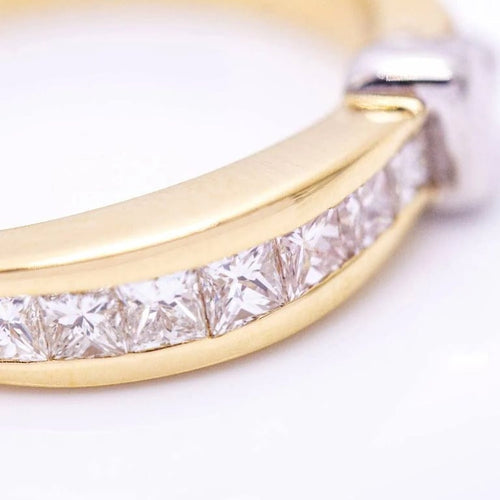 Bague 56 Bague alliance demi-tour en or jaune et blanc 18 ct avec diamants 58 Facettes N102923EJ