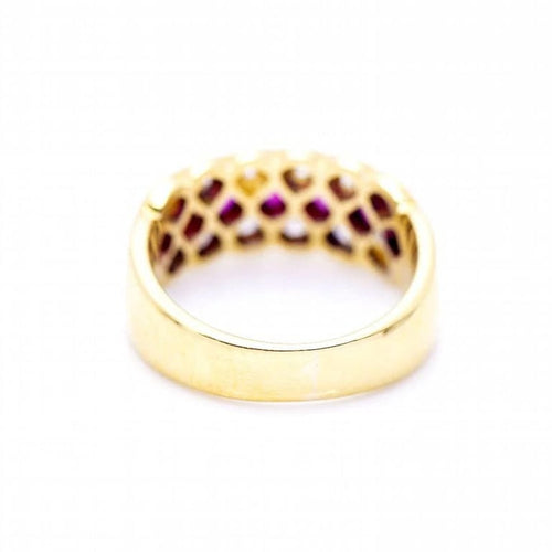 Bague 48 Bague en or jaune 18 ct avec rubis et diamants 58 Facettes N102931EJ
