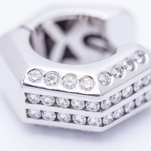 Boucles d'oreilles HEXAGON - Boucles d’oreilles en or blanc 18 ct et diamants 58 Facettes N102942EJ