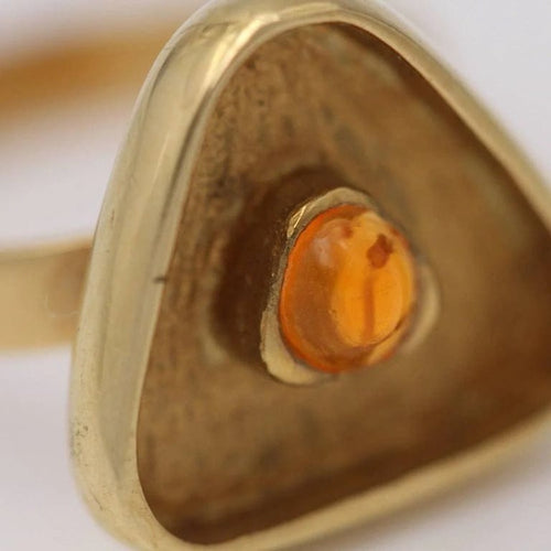 Bague 53 Bague cabochon citrine en or jaune 18 ct 58 Facettes D359543JC