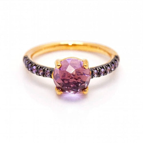 Bague 53 MIMI - Bague en or rose 18 ct avec saphirs violets et améthyste 58 Facettes D363773UZ