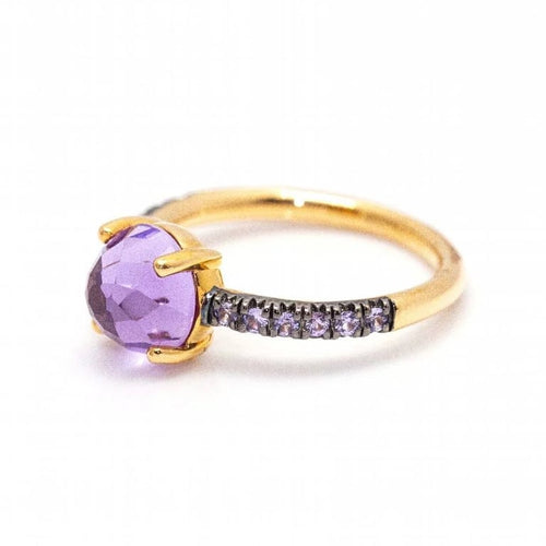 Bague 53 MIMI - Bague en or rose 18 ct avec saphirs violets et améthyste 58 Facettes D363773UZ