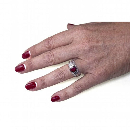 Bague 56 Bague en or blanc 18 carats avec rubis de Birmanie et diamant 58 Facettes D364213LF