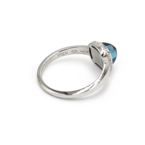 Bague 54 FRED Pain de Sucre - Bague en or blanc 750 avec topaze et diamants 58 Facettes 260059R