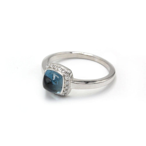 Bague 54 FRED Pain de Sucre - Bague en or blanc 750 avec topaze et diamants 58 Facettes 260059R