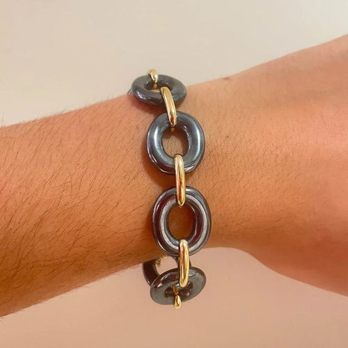 Bracelet Bracelet en or jaune 18 ct et hématite 58 Facettes