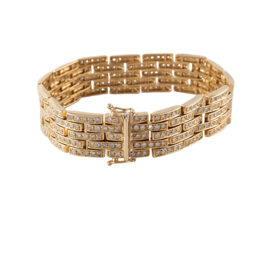 Bracelet Bracelet grains de riz pavé de diamants en or jaune 18 ct 58 Facettes 1