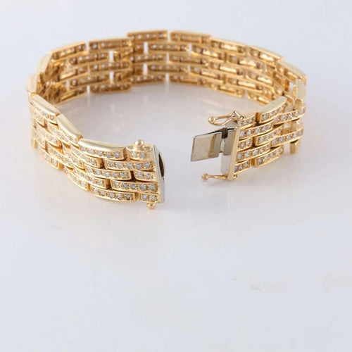 Bracelet Bracelet grains de riz pavé de diamants en or jaune 18 ct 58 Facettes 1