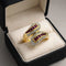 Bague 54 Bague en or jaune 750 avec diamants et rubis 58 Facettes 50091