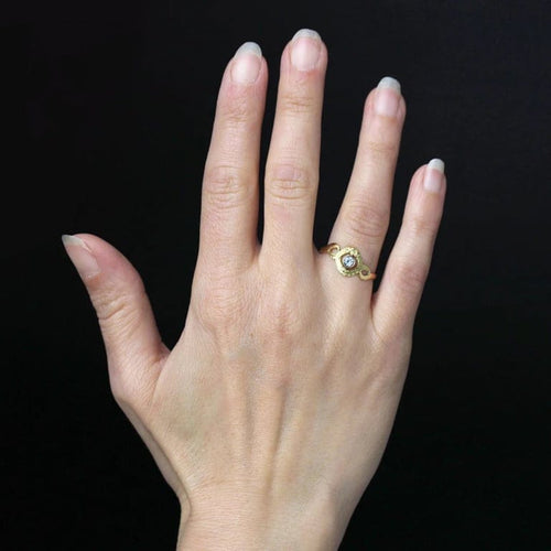 Bague 58 Bague ancienne tourbillon en or jaune 18 carats et saphir 58 Facettes 03-129A