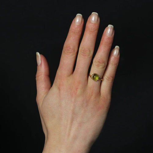 Bague 51 Bague cabochon en or jaune 18 carats et péridot 58 Facettes 24-337B