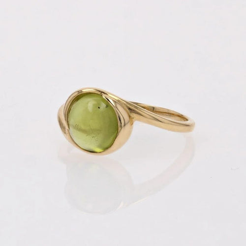 Bague 51 Bague cabochon en or jaune 18 carats et péridot 58 Facettes 24-337B