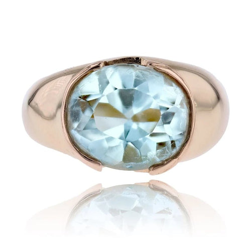 Bague 53 Bague jonc en or jaune 18 carats avec topaze bleue 58 Facettes 24-301