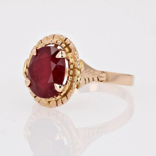Bague 56 Bague vintage en or rose 18 carats et rubis 58 Facettes 24-063