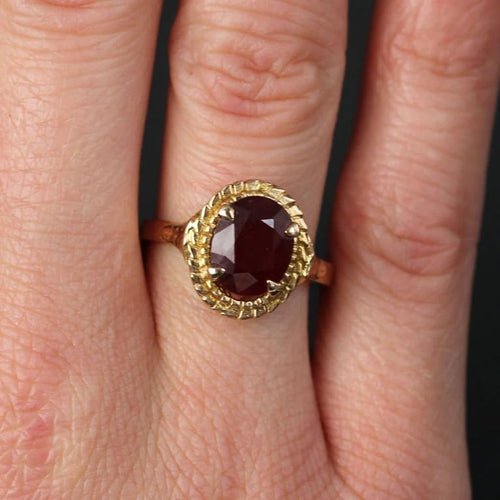 Bague 56 Bague vintage en or rose 18 carats et rubis 58 Facettes 24-063