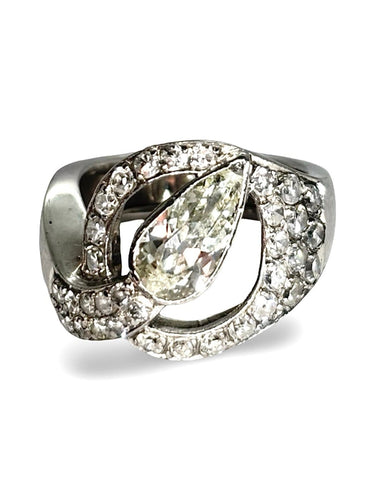 Bague 51 Bague ancienne en platine 950 sertie de diamants 2,50 ct 58 Facettes 1441