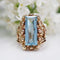 Bague 55 Bague vintage aigue-marine en or rose 18 carats 58 Facettes 23-328