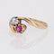 Bague 55 Bague Toi et Moi en or jaune 18 carats rubis et diamant 58 Facettes 23-348