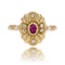 Bague 54 Bague en or jaune 18 carats avec rubis ovale et diamants 58 Facettes 21-674A