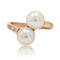 Bague 53 Bague Toi et Moi duo de perles de culture en or jaune 18 carats 58 Facettes 15-180
